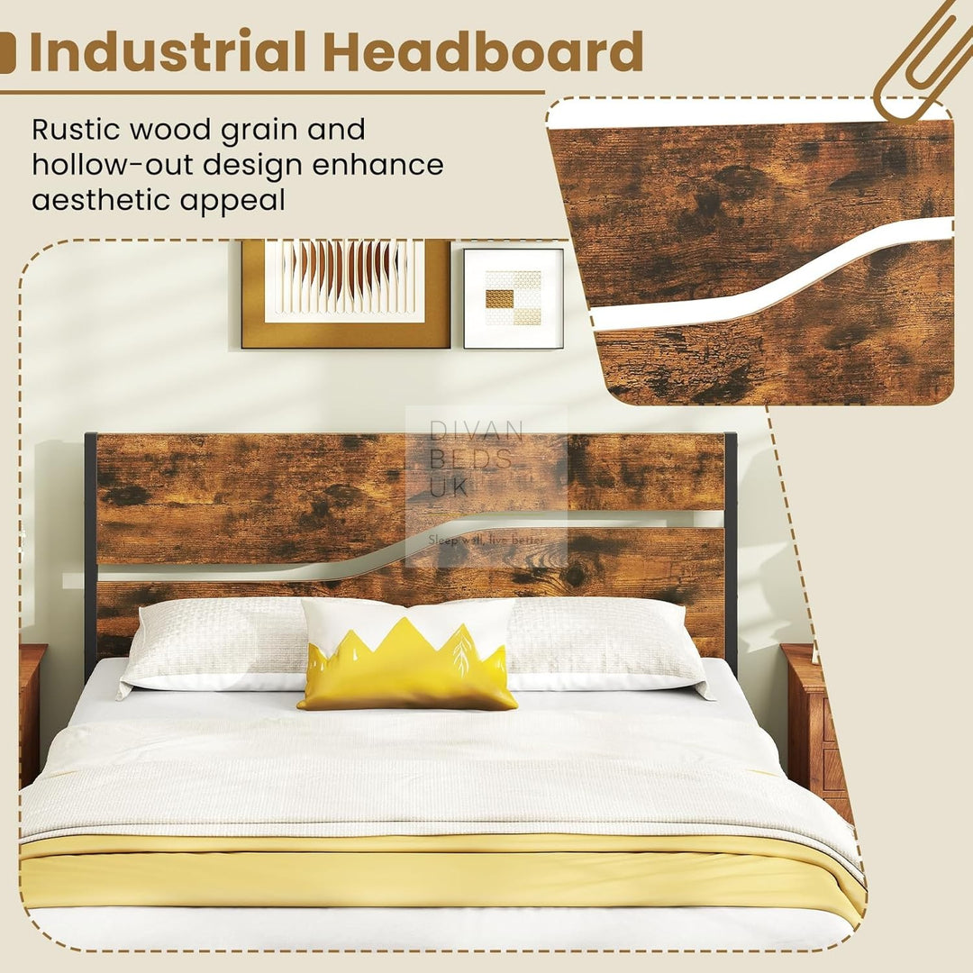 Moledar Curved Engineered Wood Storage Bed Frame with Footboard with 4 Drawer Option