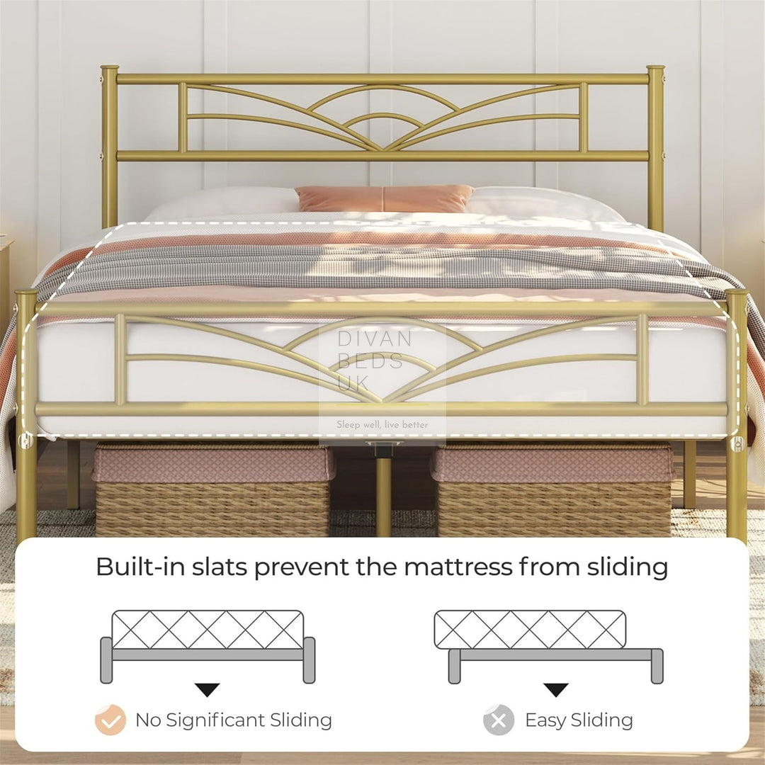 Georgia Kids 3ft Single Gold Metal Bed Frame