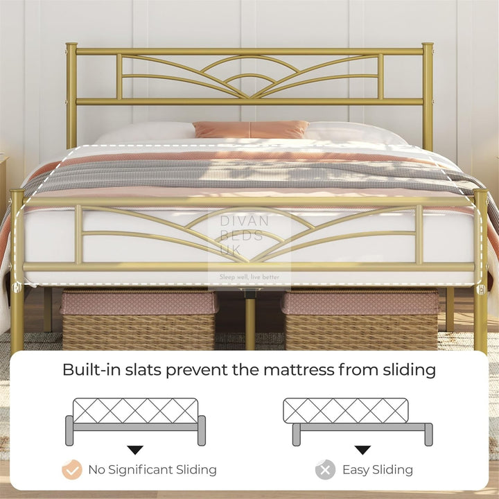 Georgia Kids 3ft Single Gold Metal Bed Frame