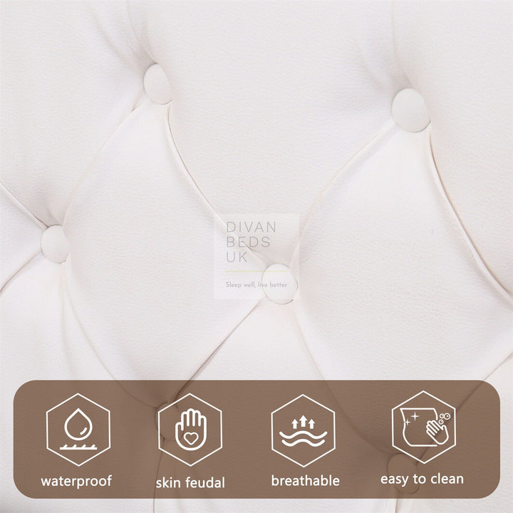 Santiago LED White Leather Ottoman Storage Bed
