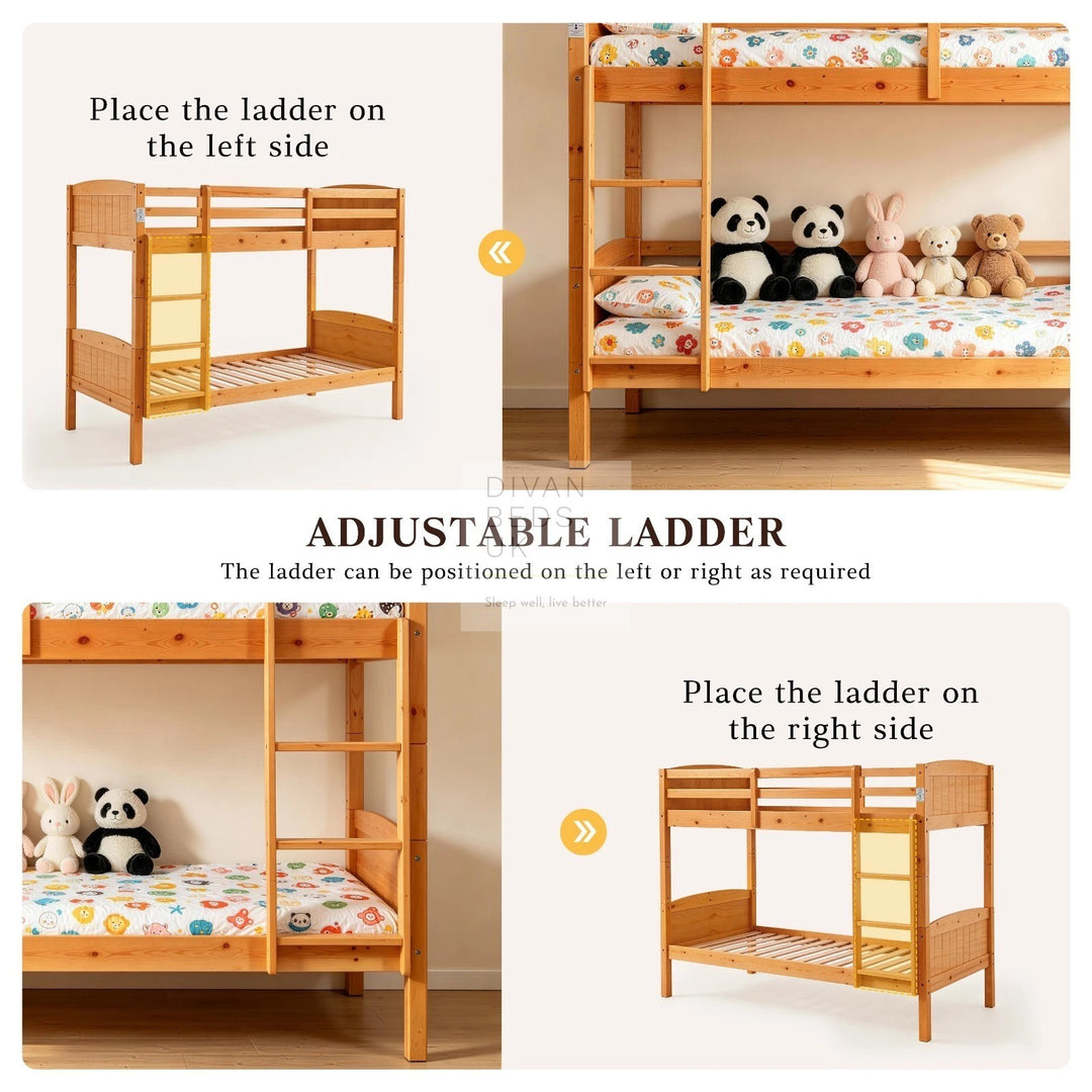 Columbus Detachable Pine Wooden Bunk Bed