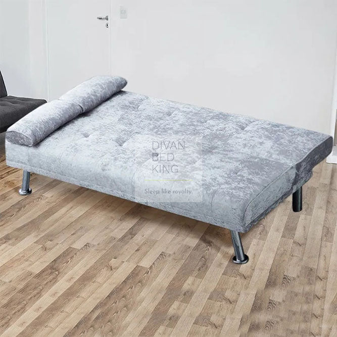 Damari 2 Seater Crushed Velvet Sofa Bed with Chrome Legs