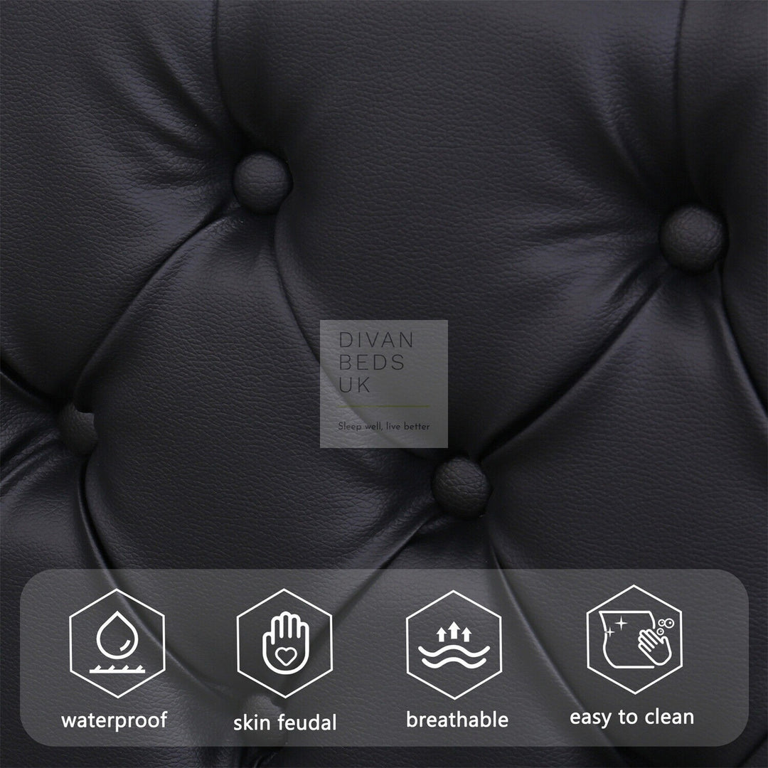 Santiago LED Black Leather Ottoman Storage Bed