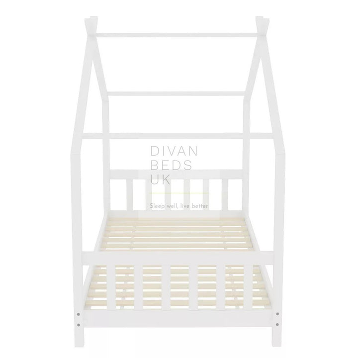 Umberto White Treehouse 3ft Single Bed Wooden with Canopy Kids Sleeper Pine House Low Childs