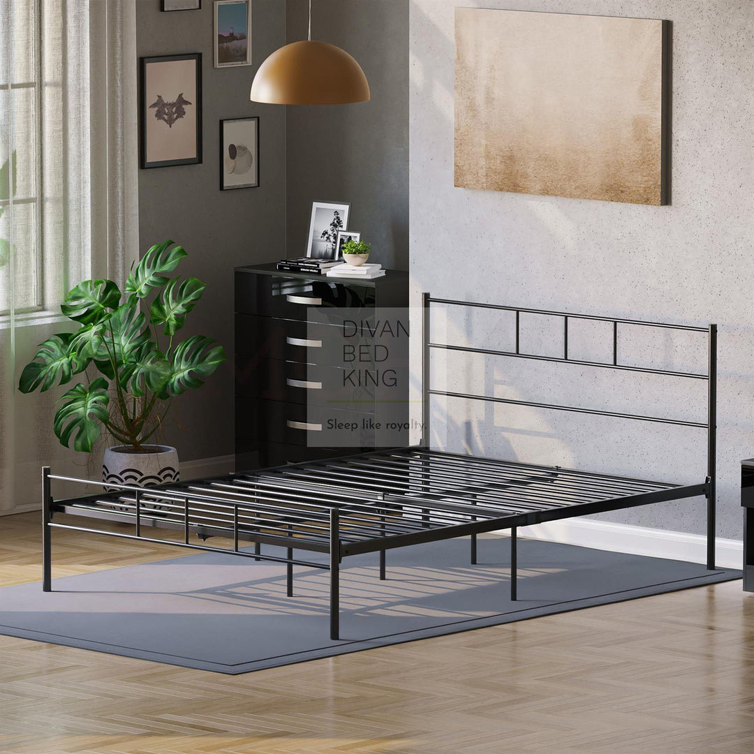 Mathias Black Steel Metal Bed Frame with Drawer Options