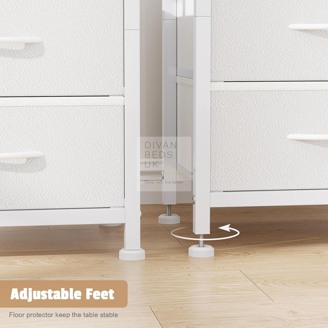 Henry 2 Drawer White Wood and Metal Smart Bedside Table with Shelf