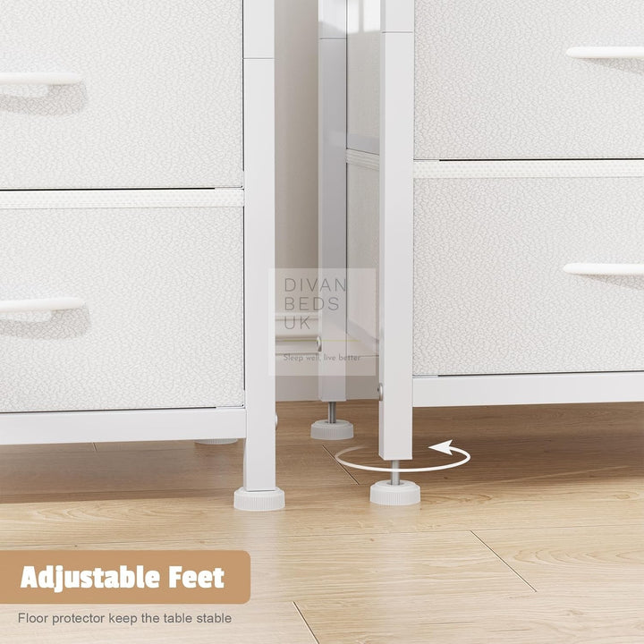 Henry 2 Drawer White Wood and Metal Smart Bedside Table with Shelf