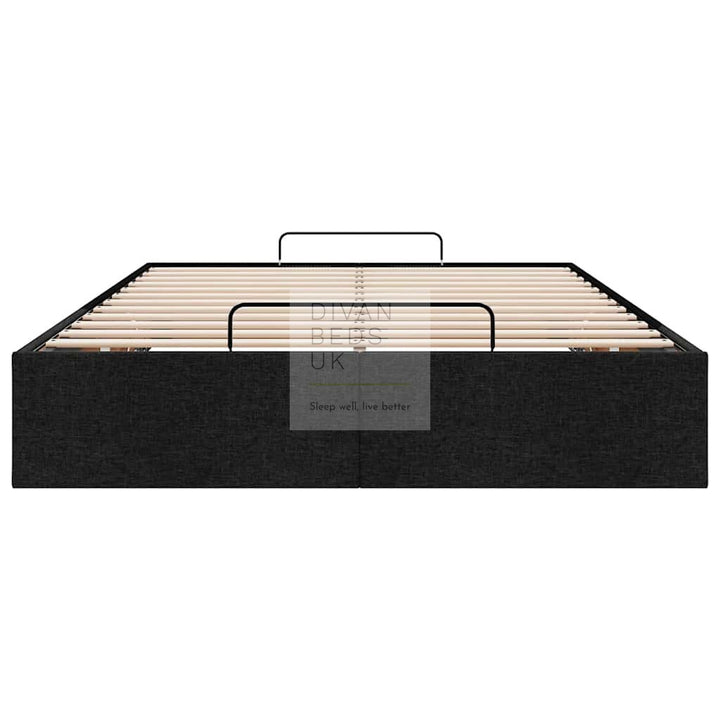 Milani Black Cotton Ottoman Gas Lift Storage Bed Base