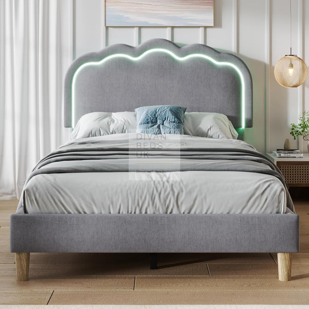 Cloudy Grey Smart LED Kids Bed 3ft Single with Adjustable Headboard