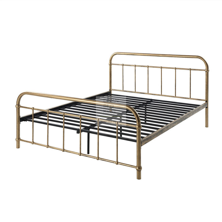 Regent Antique Brass Metal Hospital Style Bed Frame