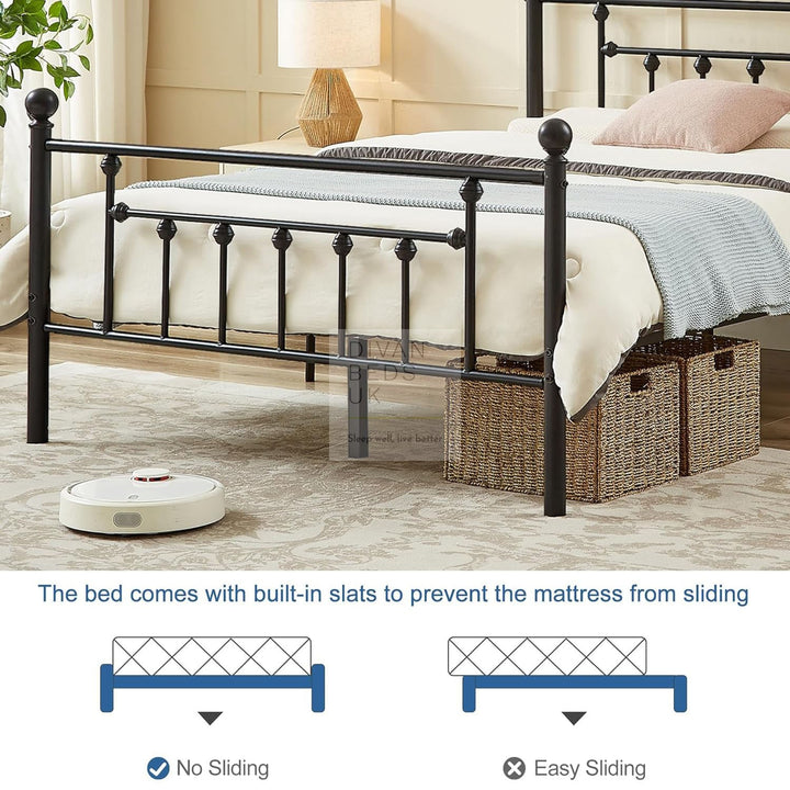 Trapani Black Metal Bed Frame & Optional Drawers
