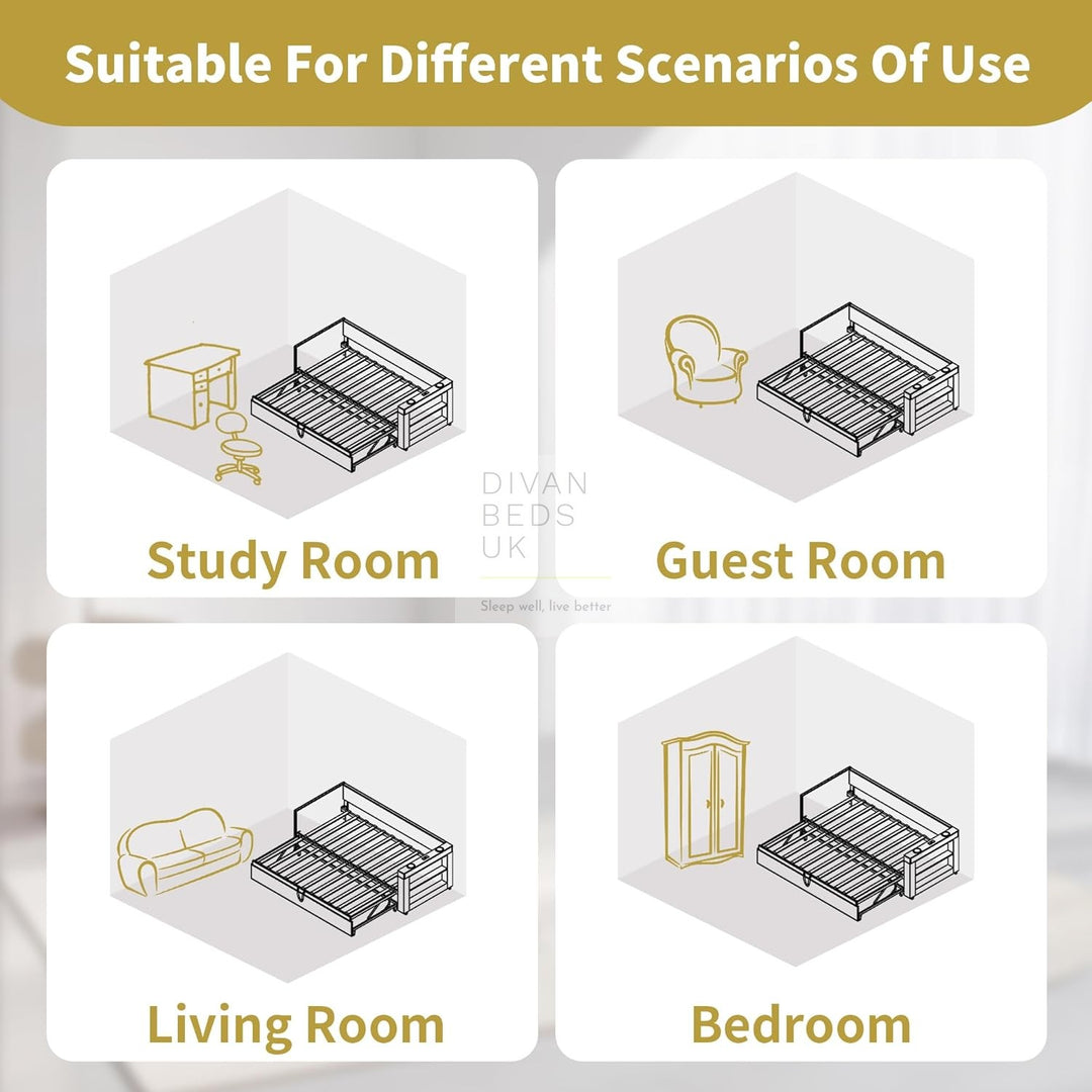 Laylani Beige Linen Smart Daybed Sofa Bed with Shelves Storage, USB & Type C Charging Station & Trundle