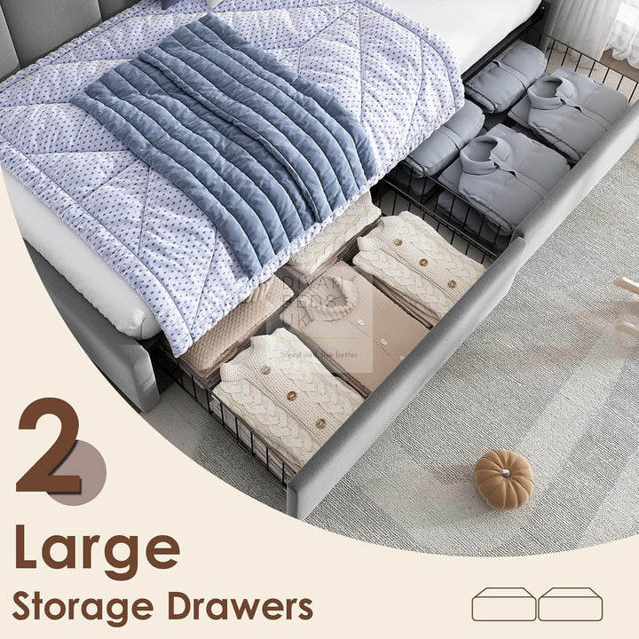 Novara Grey Plush Velvet 2 Drawer Corner 2 Seater Daybed Sofa Bed Couch