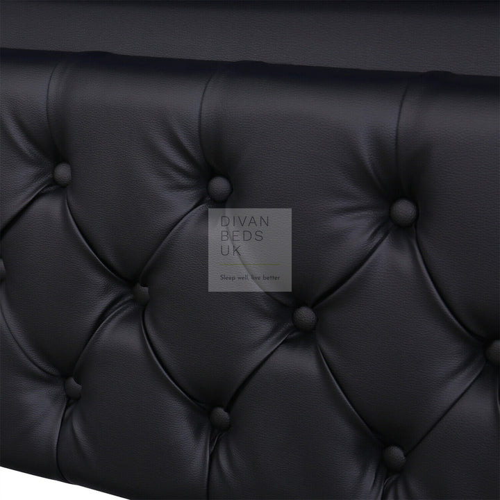 Santiago LED Black Leather Ottoman Storage Bed