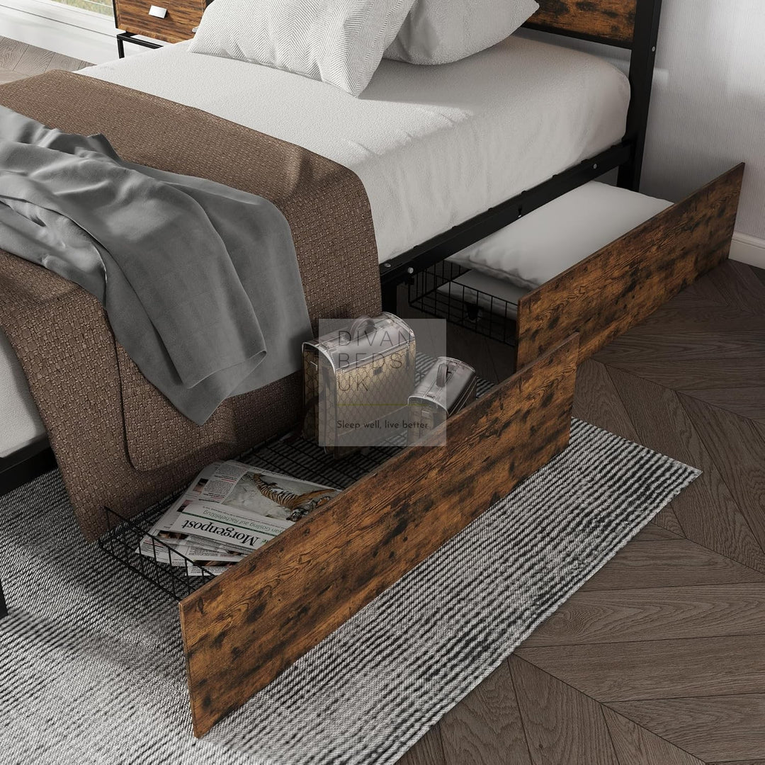 Andria Metal Bed Frame with 2 Drawer Storage Included
