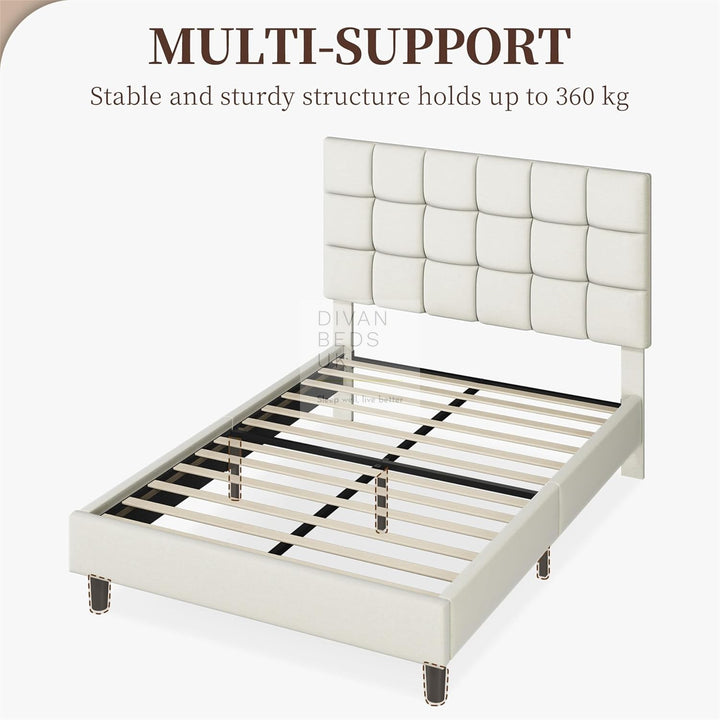Armando Beige Linen Fabric Upholstered Bed with Adjustable Headboard