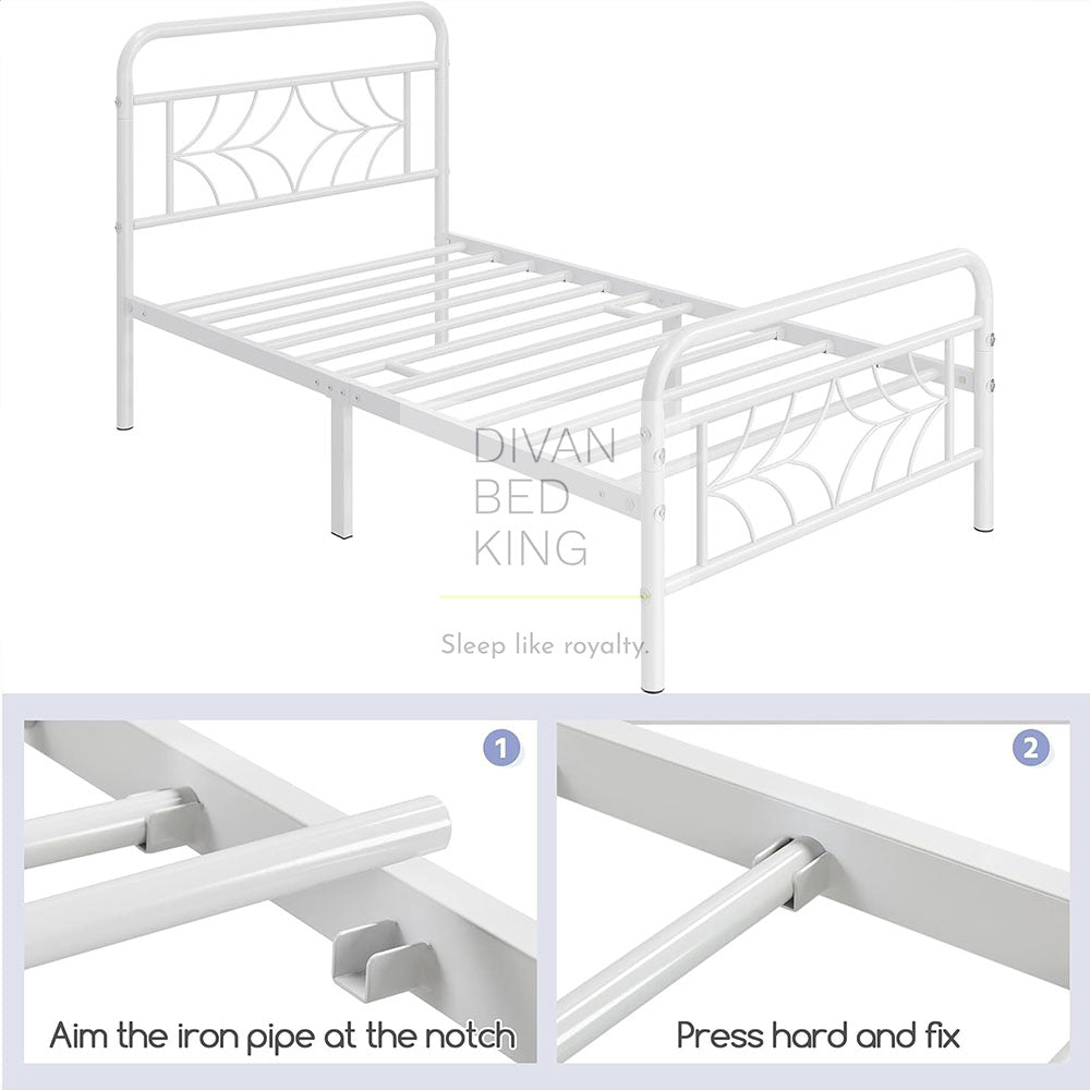 Vector Kids 3ft Single White Metal Bed Frame