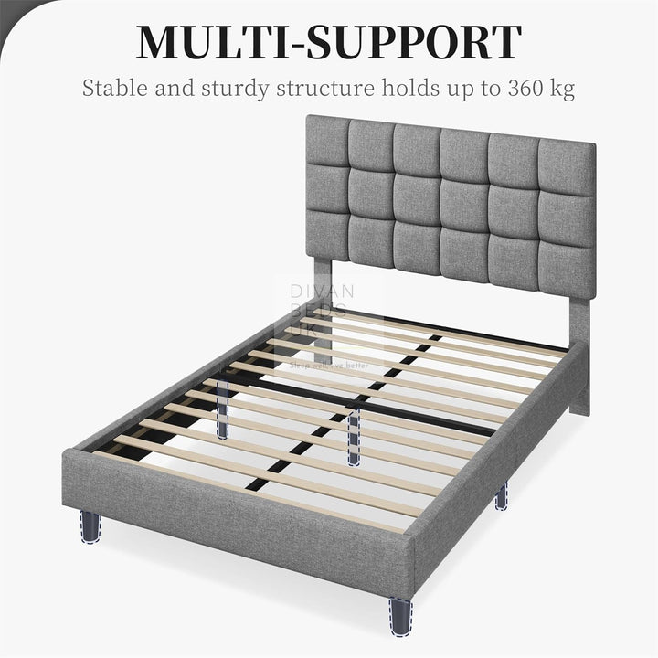 Armando Grey Linen Fabric Upholstered Bed with Adjustable Headboard