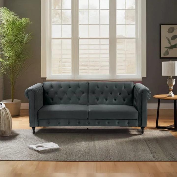 Federico Green Velvet Convertible 3 Seater Sofa Bed Couch