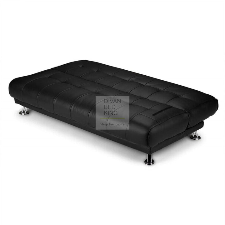 Francesca Black Faux Leather 3 Seater Sofa Bed