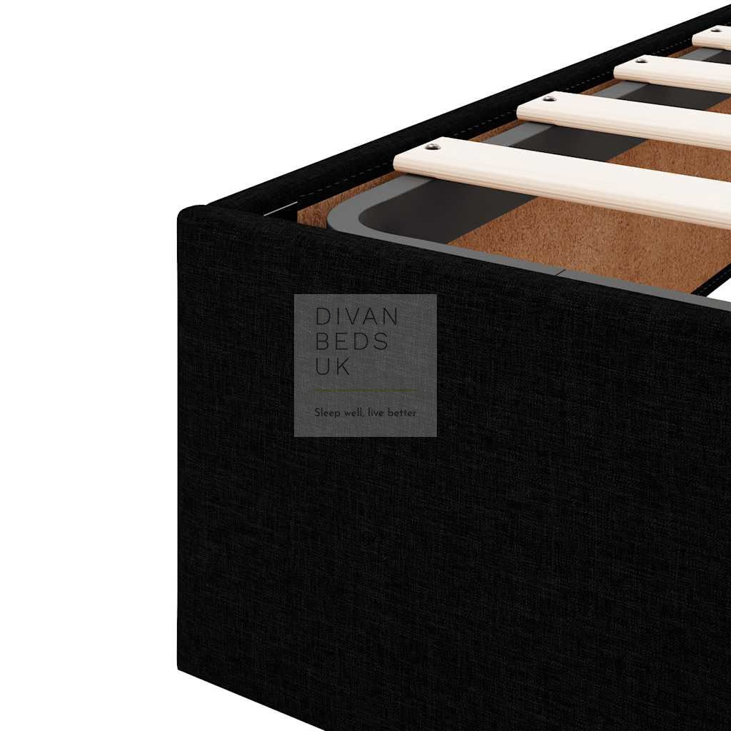 Milani Black Cotton Ottoman Gas Lift Storage Bed Base