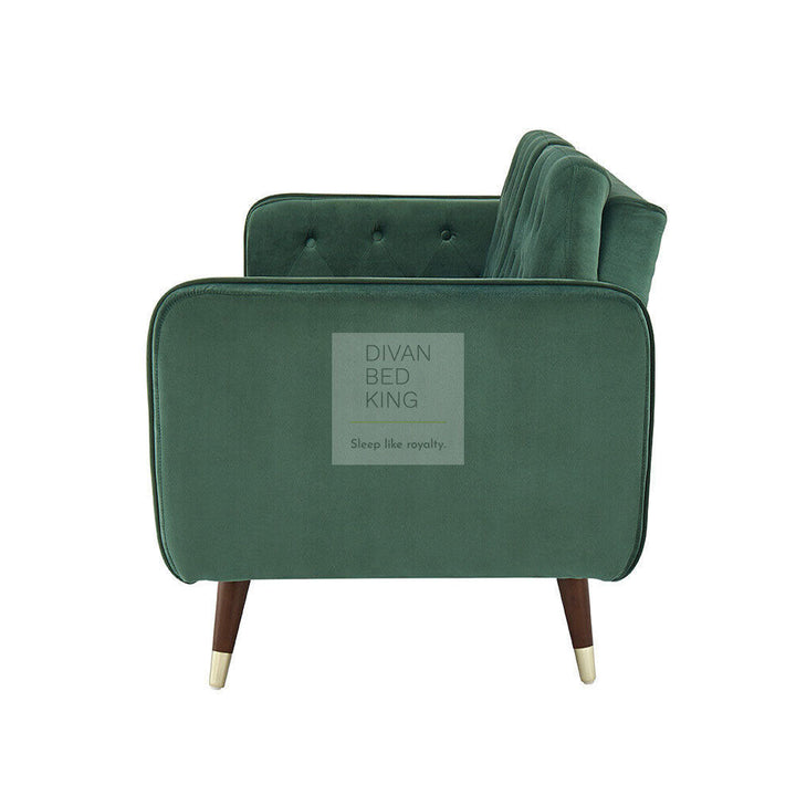 Regine Green Plush Velvet 3 Seater Sofa Bed