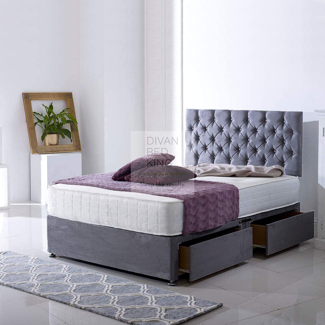 Jamie Reinforced Divan Bed Set with Button Headboard