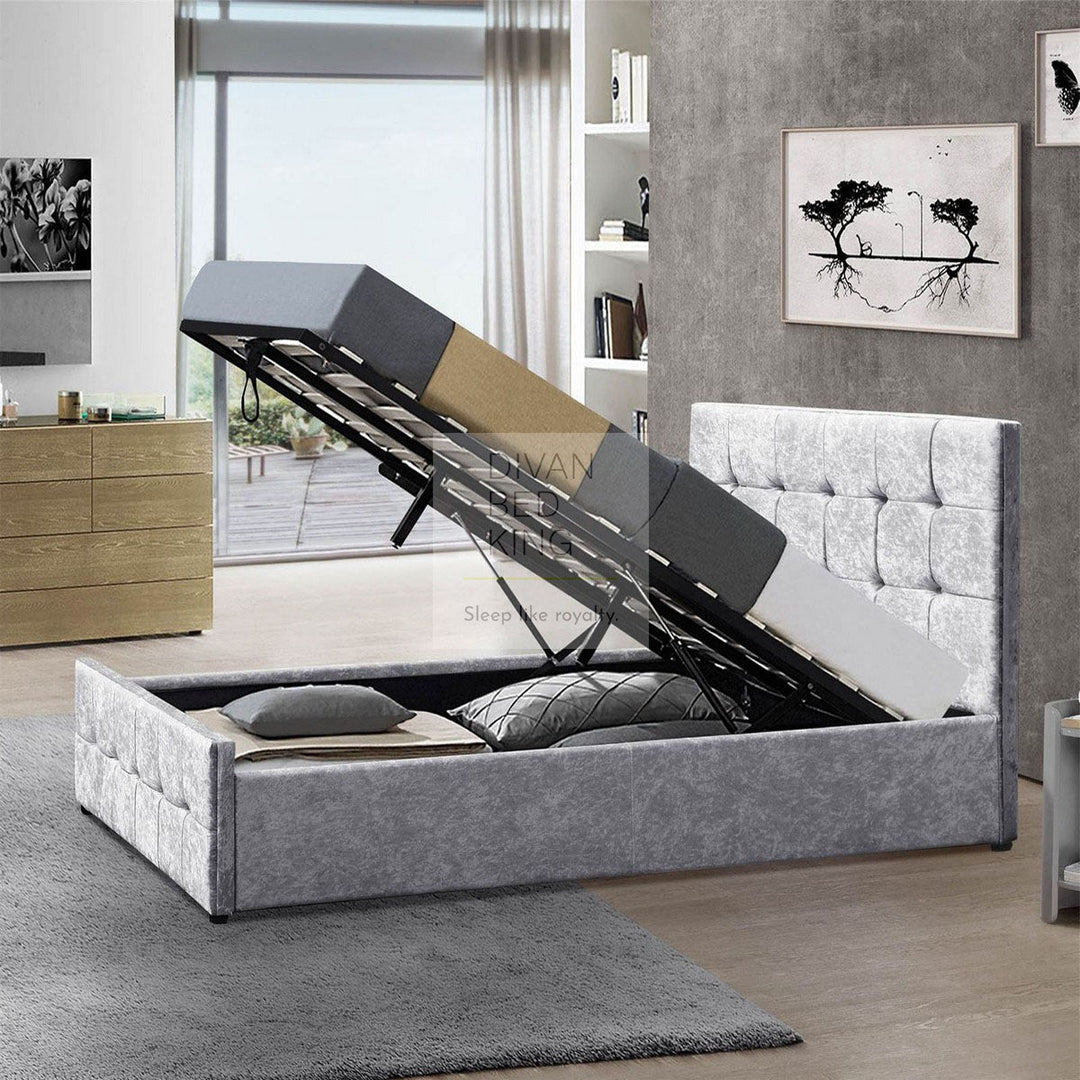 Leyora Cube Headboard End Lift Ottoman Storage Bed Frame