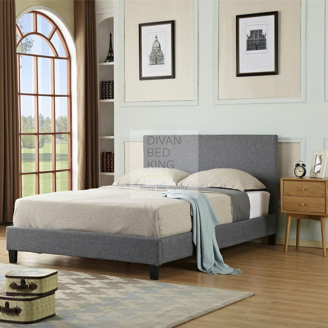 Perla Grey Fabric Low Bed Frame