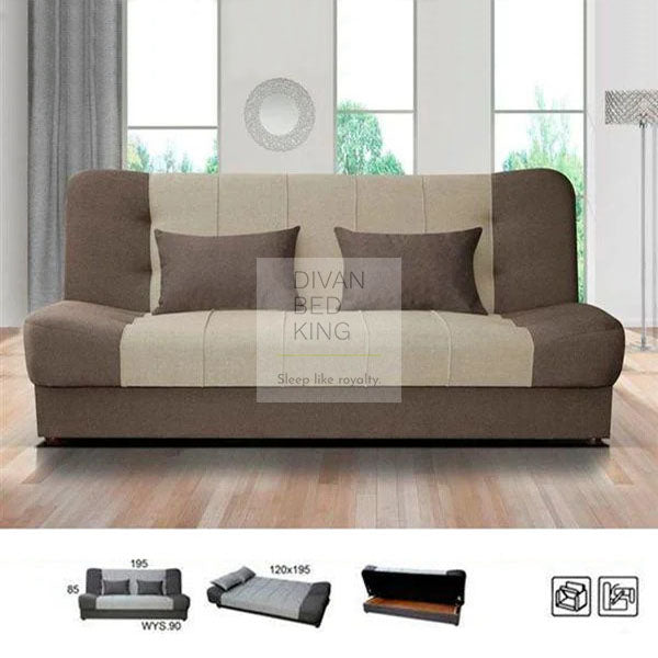 Snug Swyft Beige Brown Cotton 3 Seater Sofa Bed with Storage