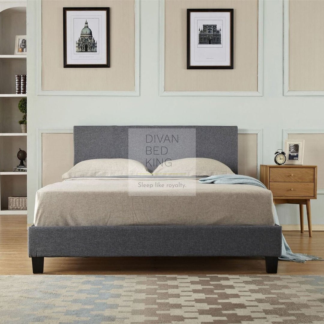 Perla Grey Fabric Low Bed Frame