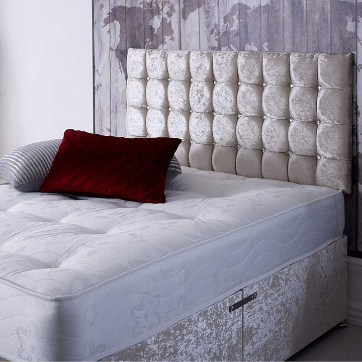 Mendez Reinforced Divan Bed Set with Cube Button Headboard