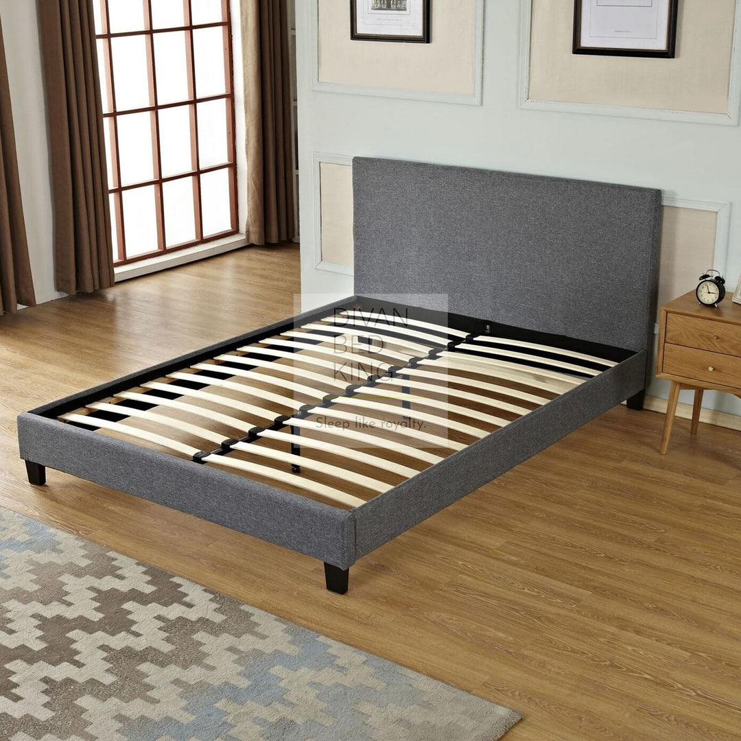 Perla Grey Fabric Low Bed Frame