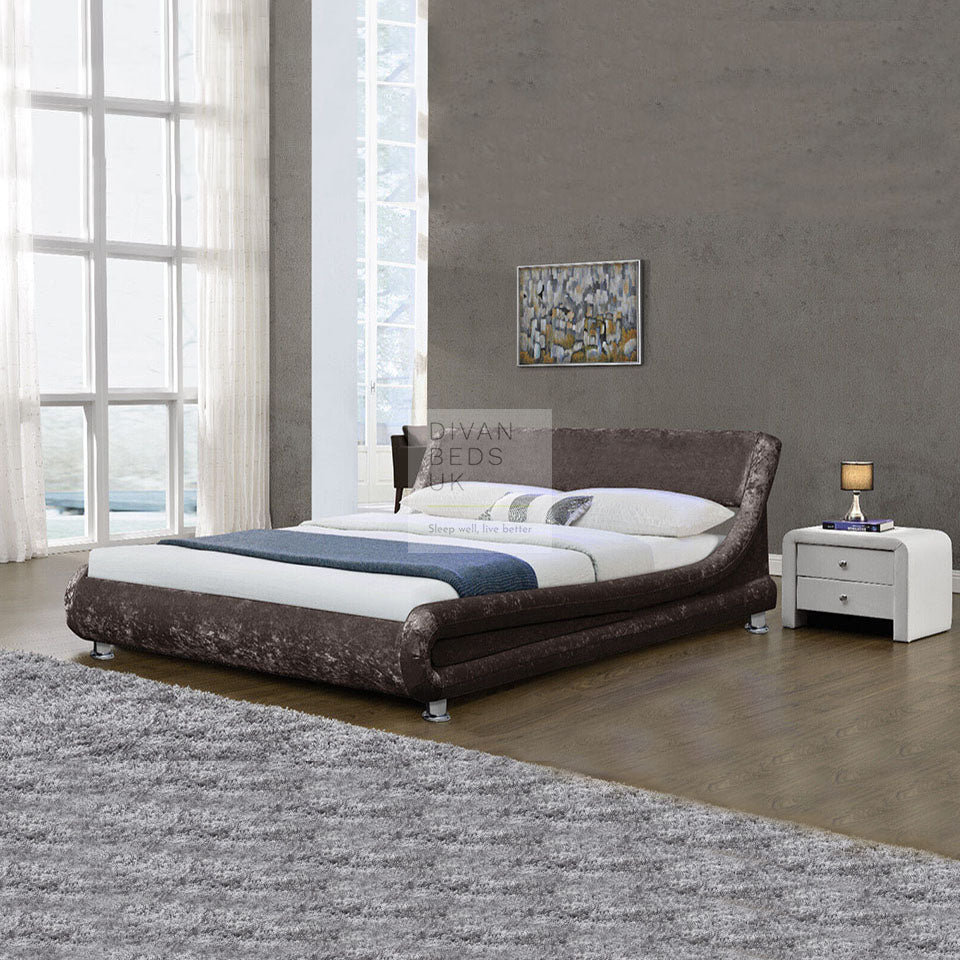 Volo Italian Modern Crushed Velvet Bed Frame