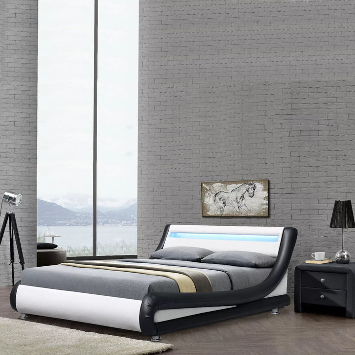 Volo LED Italian Modern Leather Bed