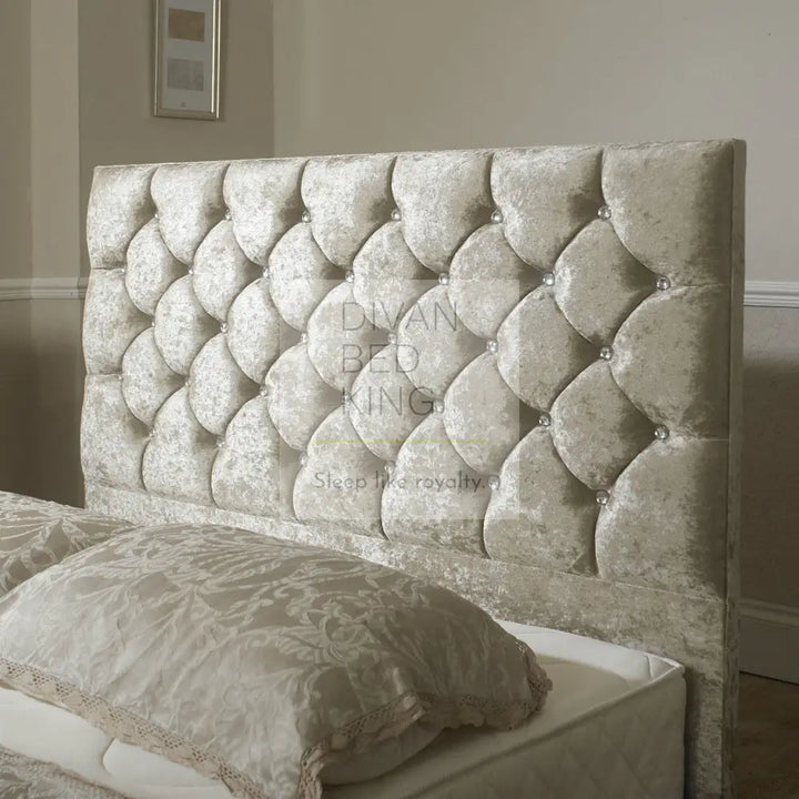 Dina Diamonte Crushed Velvet Fabric Upholstered Bed Frame