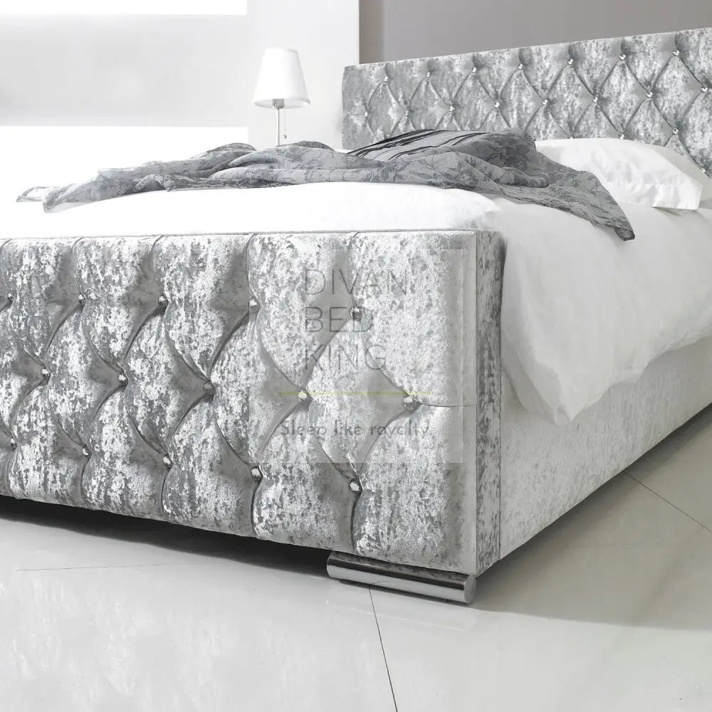 Fiona Luxury Crushed Velvet Fabric Upholstered Bed Frame