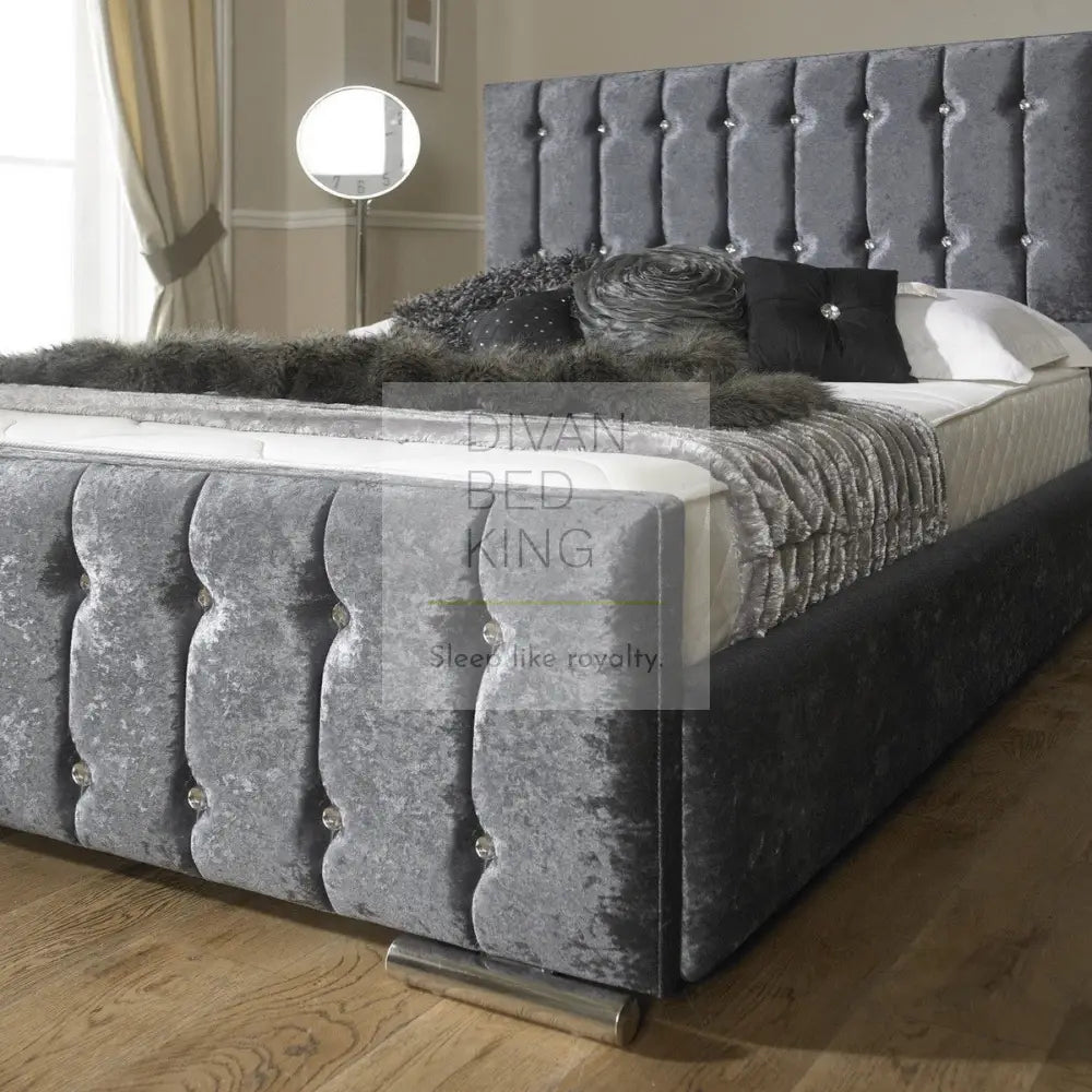 Kalyn Velvet Fabric Upholstered Bed Frame