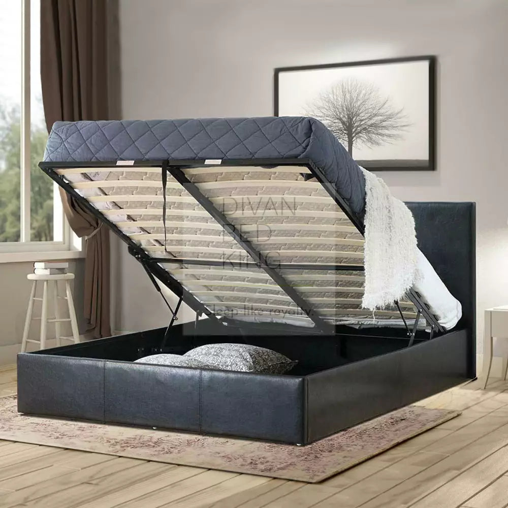 Radley Black Leather Ottoman Storage Bed – Divan Beds UK