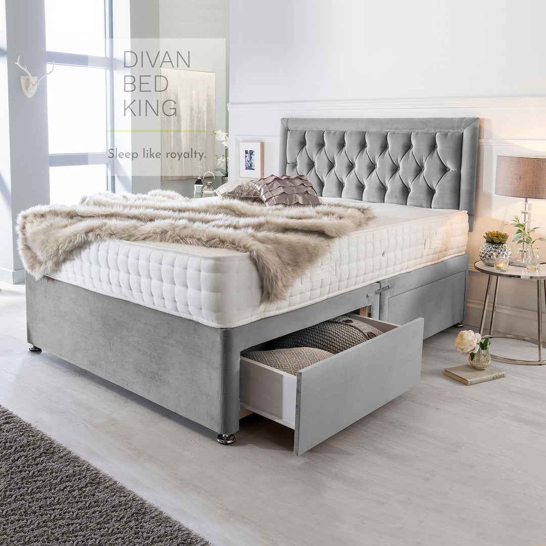 Rayshon Reinforced Divan Bed Set with Button Headboard