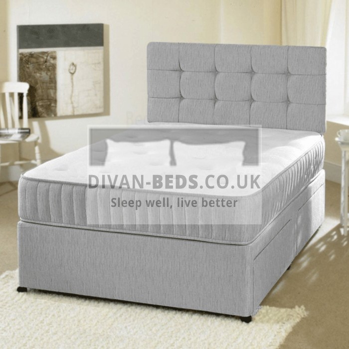Romney Grey Divan Bed with Spring Memory Foam Mattress