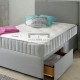 Divan-Beds.co.uk Grey Fabric Divan Set + Headboard + Spring Memory Foam Mattress