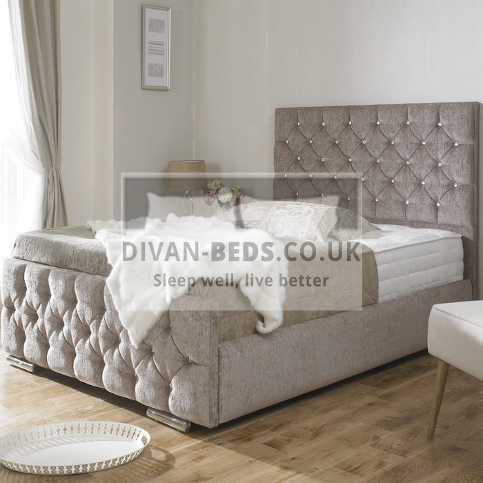 Dina Diamonte Fabric Upholstered Bed Frame