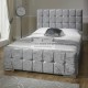 Nevada Cube Crushed Velvet Fabric Upholstered Bed Frame