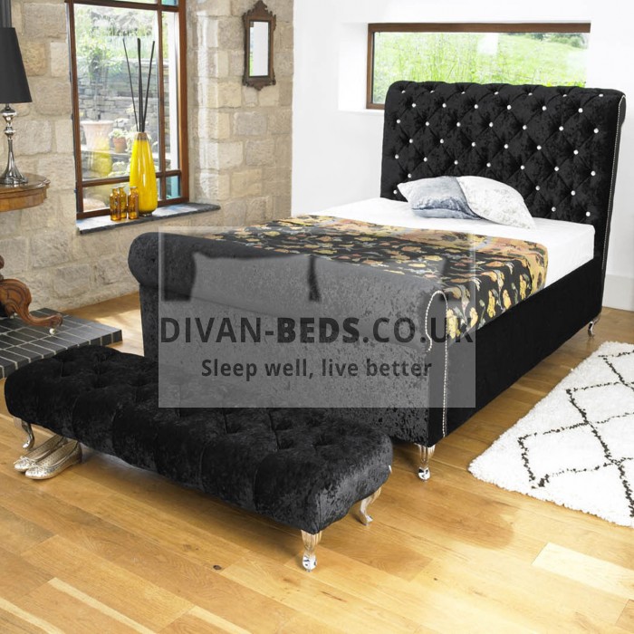 Ellis Luxury Fabric Upholstered Bed, Luxury Fabric King Bed Frame