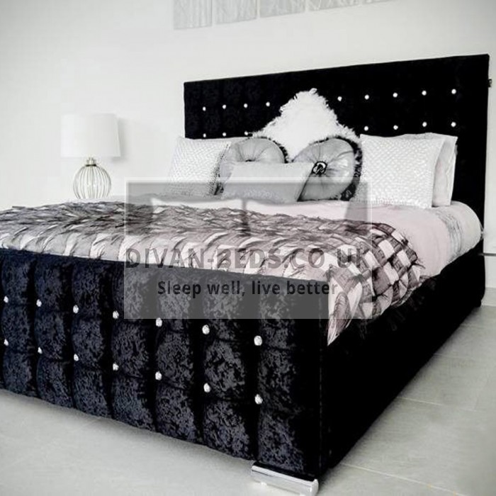 Valencia Luxury Crushed Velvet, Luxury Fabric King Bed Frame