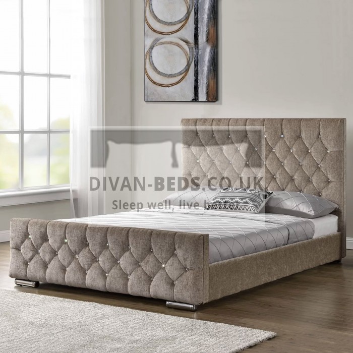 Calandra Diamonte Fabric Upholstered Bed Frame
