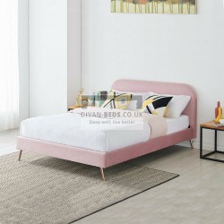 Aramella Pink Plush Velvet Modern Bed Frame