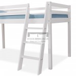 Timothy Slide Kids White Wooden Mid Sleeper Cabin Bunk Bed with Ladder