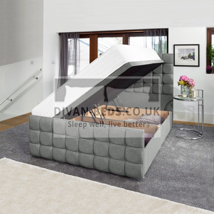 Aria Luxury Upholstered Ottoman Storage Side Lift Divan Bed 